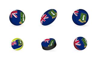 équipements sportifs avec le drapeau des îles vierges britanniques. jeu d'icônes de sport. vecteur
