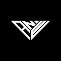 création de logo de lettre anw avec graphique vectoriel, logo anw simple et moderne en forme de triangle. vecteur
