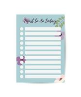 modèles de notes à faire liste avec fleur ornement à faire liste stationnaire avec fleur. vecteur