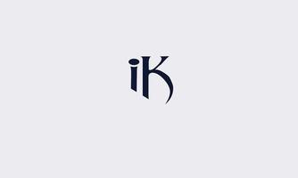alphabet lettres initiales mfonogramme logo ik, ki, i et k vecteur