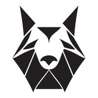 logo géométrique de loup abstrait - loup low poly - illustrations de loup polygonales - tête de loup noir et blanc vecteur