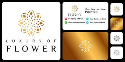 création de logo de fleur luxueuse et élégante avec modèle de carte de visite. vecteur