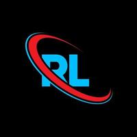 logo rl. conception rl. lettre rl bleue et rouge. création de logo de lettre rl. lettre initiale rl cercle lié logo monogramme majuscule. vecteur