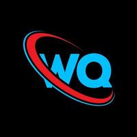 wq logo. wq conception. lettre wq bleue et rouge. création de logo de lettre wq. lettre initiale wq cercle lié logo monogramme majuscule. vecteur