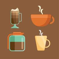 quatre icônes de la journée internationale du café vecteur