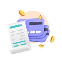 paiement en ligne de facture de vecteur 3d avec conception d'icône de carte de crédit