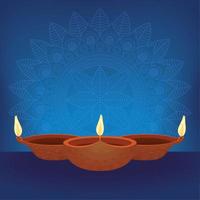 mandala diwali et bougies vecteur