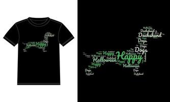 t-shirt teckel chien joyeux halloween typographie vecteur