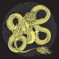 illustration de conception de vecteur de dragon chinois or