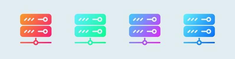 icône solide du serveur en dégradé de couleurs. illustration vectorielle de signes de base de données. vecteur