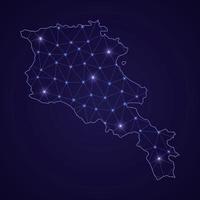 carte du réseau numérique de l'arménie. ligne de connexion abstraite et point vecteur