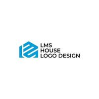 lettre lms et création de logo de maison vecteur