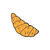 croissant de doodle dessiné à la main. clipart vectoriel en couleur.