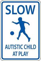 Enfant autiste lent au signe de jeu sur fond blanc vecteur