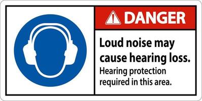 danger protection auditive signe obligatoire sur fond blanc vecteur