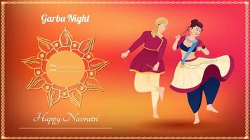 illustration vectorielle de couple dandiya, bannière créative dandiya, navratri heureux. vecteur