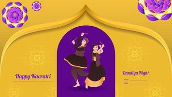 illustration vectorielle de couple dandiya bannière, navratri heureux. vecteur