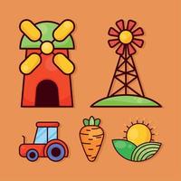 cinq icônes de l'agriculture agricole vecteur