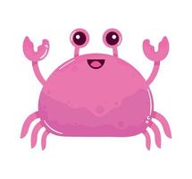 animal de la vie marine crabe rose vecteur