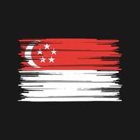 pinceau drapeau singapour. drapeau national vecteur