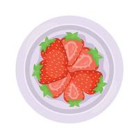 fraises coupées en plat vecteur