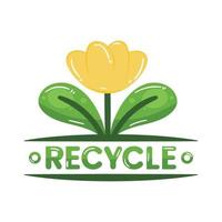 recycler le mot avec une fleur vecteur