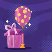 ballon violet hélium et cadeau vecteur