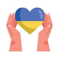 mains protégeant le coeur de l'ukraine vecteur