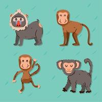 singes bande dessinée quatre personnages vecteur