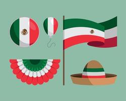 cinq icônes de la culture mexicaine vecteur