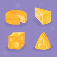 quatre icônes de types de fromages vecteur