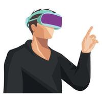 homme portant un masque virtuel de réalité vecteur