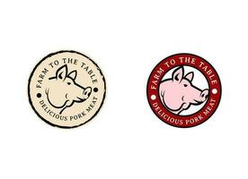 création de logo vectoriel de restaurant de viande de porc rustique et grill