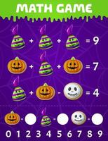 bonbons et bonbons d'halloween sur le jeu de mathématiques pour enfants vecteur