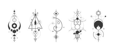 collection de tatouage géométrique minimaliste vecteur