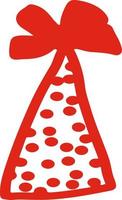 icône de point de polka de chapeau de fête, autocollant. dessiné à la main. anniversaire, nouvel an, vacances rouge blanc vecteur