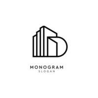 création d'art graphique monogramme logo avec lettre d pour entreprise vecteur