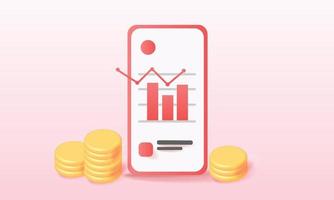 téléphone et analyse des signes atatisques profit graphique croissance diagramme économie données 3d vecteur affaires