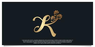 logo design lettre k avec fleur concept unique vecteur premium