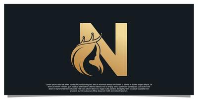 monogramme logo design lettre initiale n pour les affaires avec les femmes beauté concept vecteur premium
