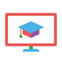 icône de chapeau de graduation - apprentissage en ligne vecteur