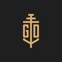 monogramme de logo initial gd avec vecteur de conception d'icône de pilier