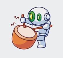 robot astronaute mignon jouant du tambour vecteur