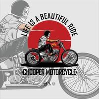 illustration de moto chopper avec un fond gris vecteur