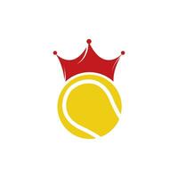 création de logo vectoriel tennis king. modèle de conception d'icône de balle de tennis et de couronne.