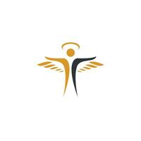 création abstraite de logo de vecteur d'ange. représente le concept de religion, de bonté et de charité.