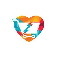 création de logo vectoriel shopping rapide. panier d'achat avec icône logo flash et coeur.