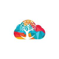 création de logo d'arbre de nuage de personnes. signe et symbole de l'arbre généalogique. vecteur