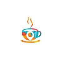 création de logo de point de café. création de modèle de logo de localisation de café. vecteur