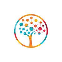 création de logo d'arbre numérique. technologie, nature, sans fil, internet, modèle de logo vectoriel réseau.